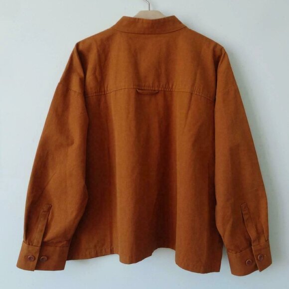 NWT EILEEN FISHER Musk Yellow Organic Cotton Mandarin Collar Jacket Large - Picture 7 of 7